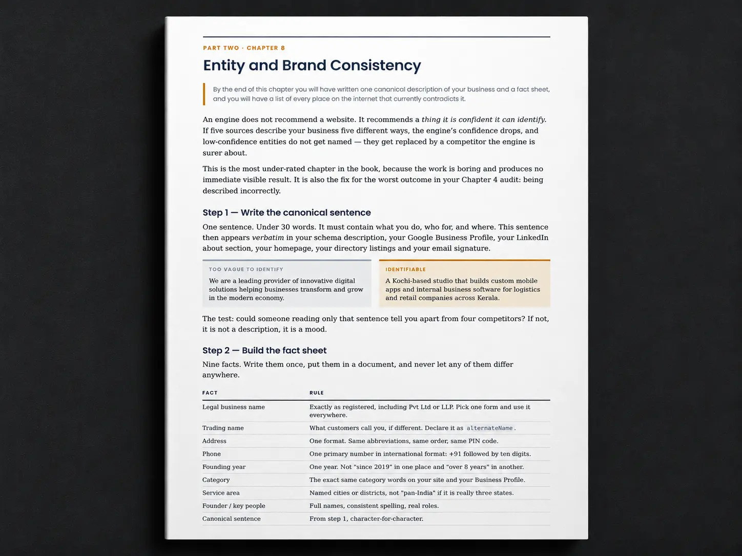 Preview page from the GEO guide showing Organization and LocalBusiness schema templates