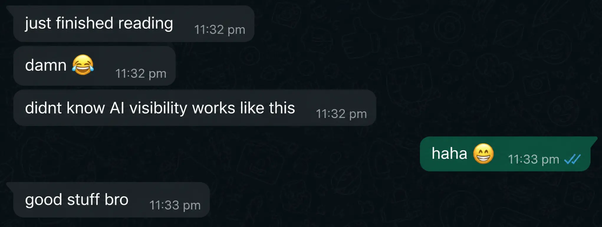 Reader WhatsApp feedback about the GEO guide
