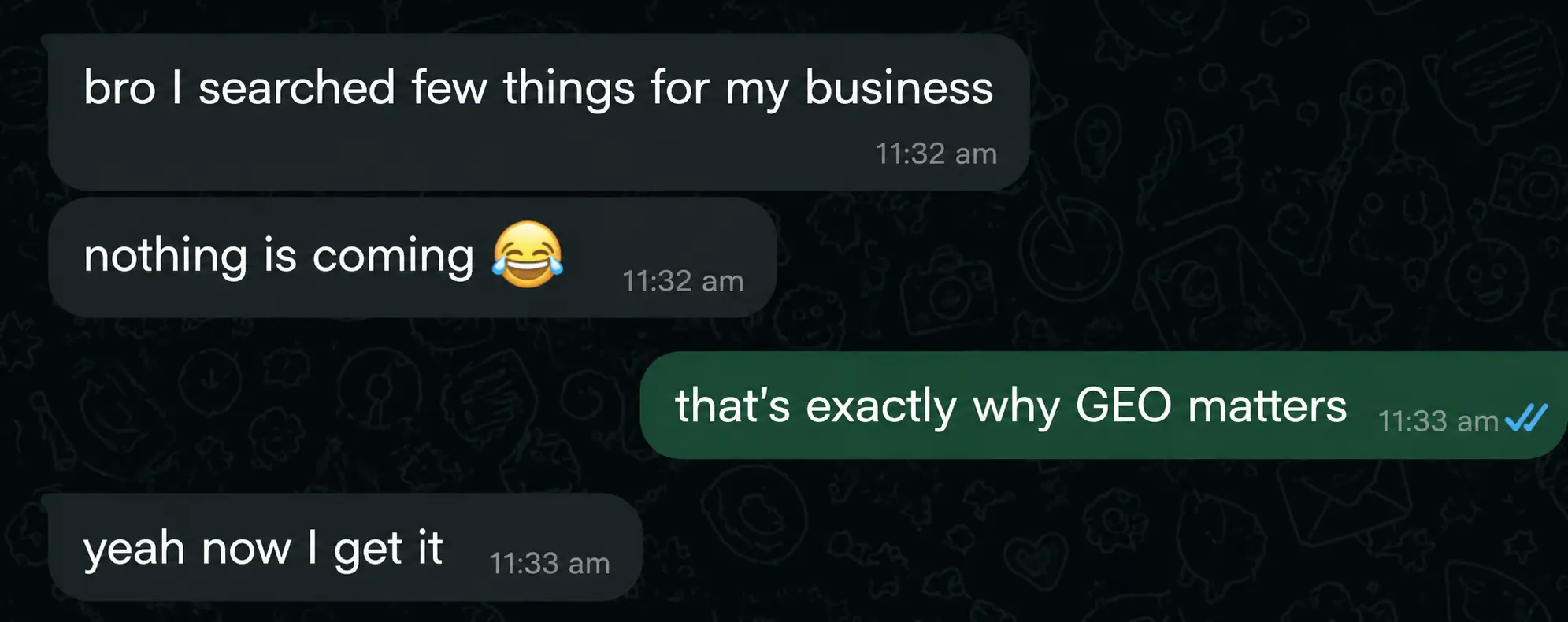 Reader WhatsApp feedback about the GEO guide