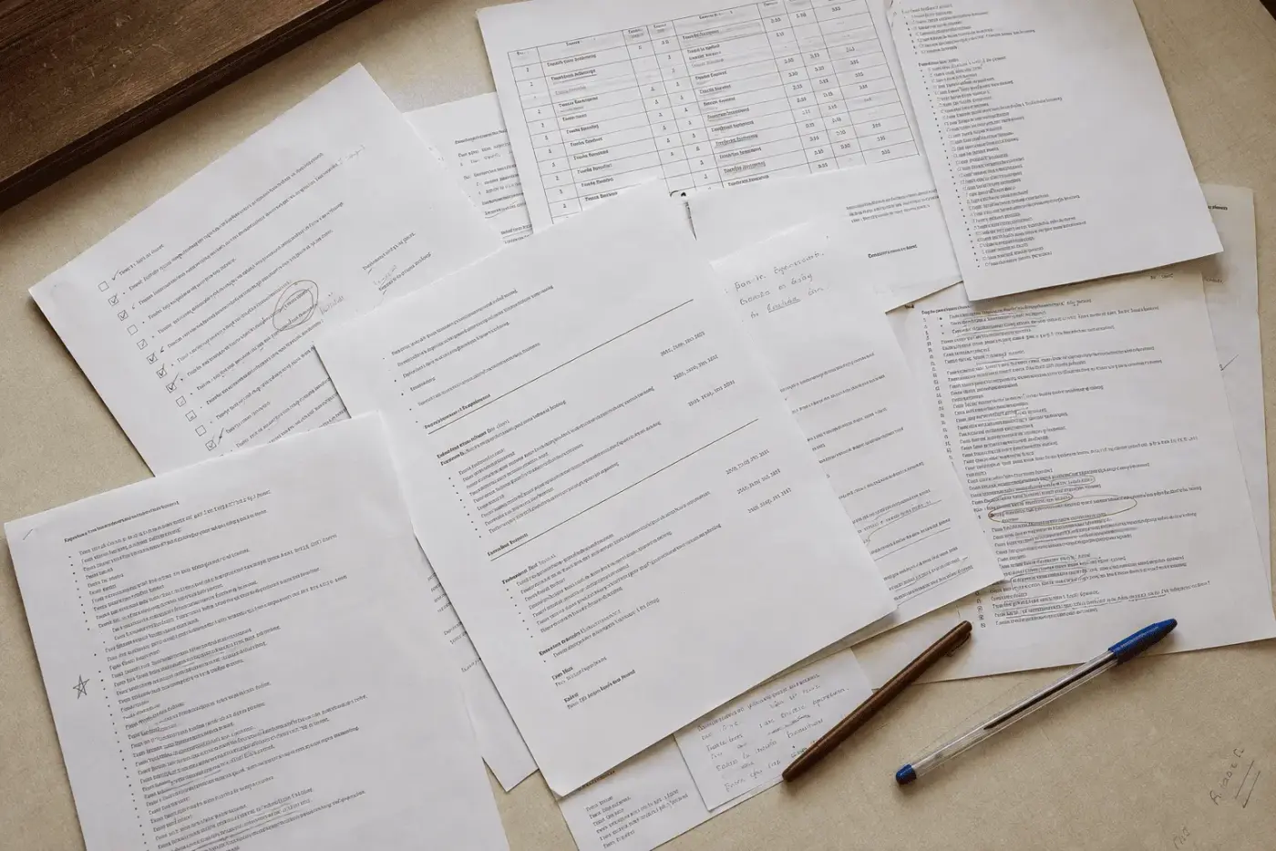 The printed kit spread across a desk — templates, checklists and the application tracker.